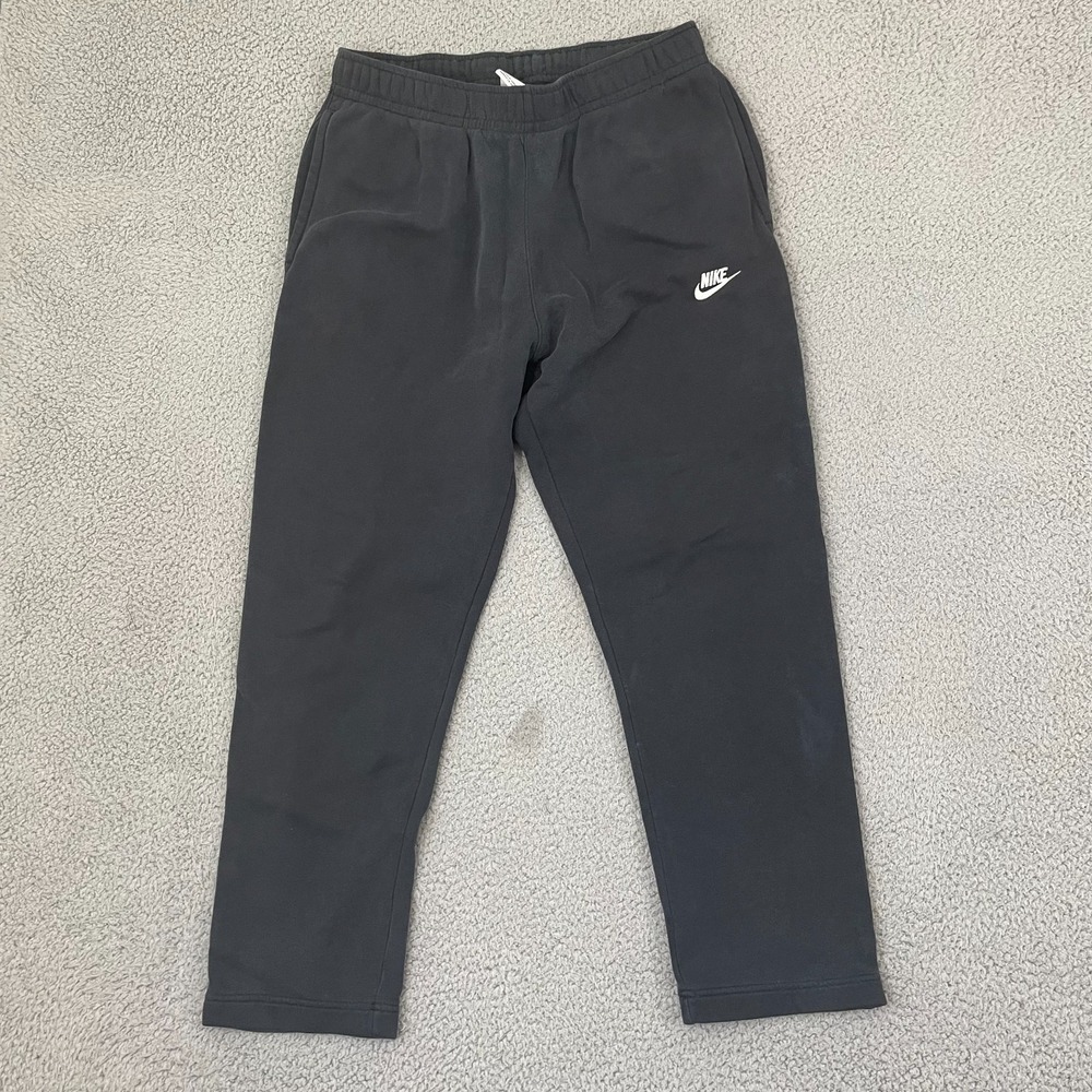 Nike Sportswear Club Fleece Sweatpants Men M Black Open Hem Lounge Drawstring